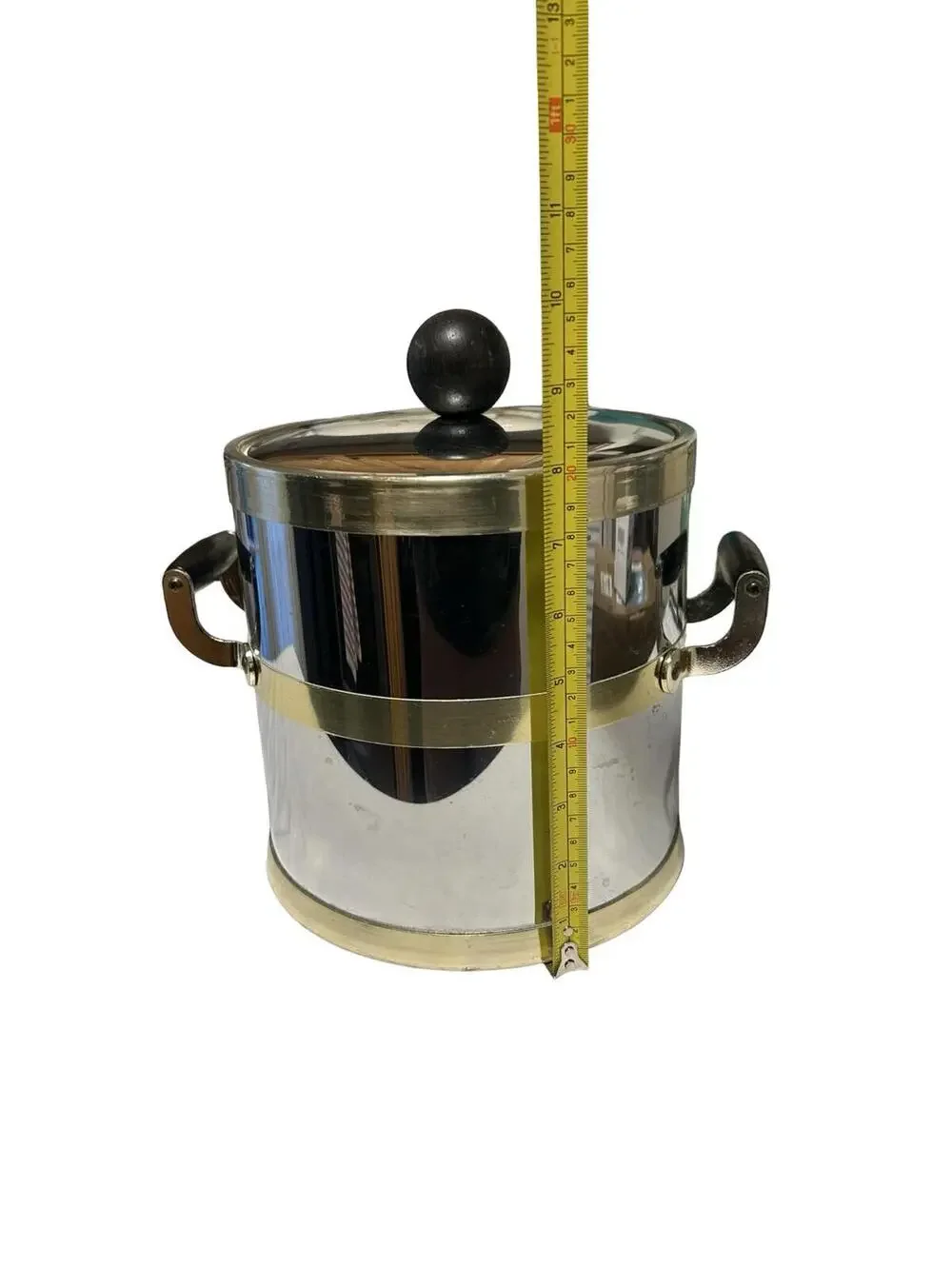 Vintage Kraftware NYC‎ Ice Bucket Chrome Brass Tone Mid Century Barware MCM